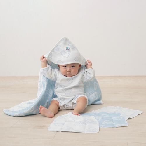 SANRIO サンリオ 多重織ガーゼハンカチ３枚組 ハンギョドン パステルブルー&times;ﾌﾘｰ  ベビーザらス限定