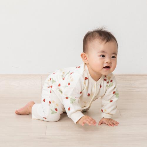 長袖カバーオール ニットキルト イチゴ柄 レッド×70cm ベビーザらス限定