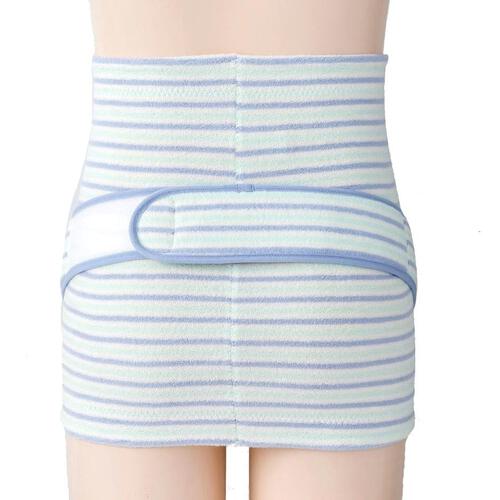 犬印ふわふわパイルボーダー妊婦帯（サックス×M）