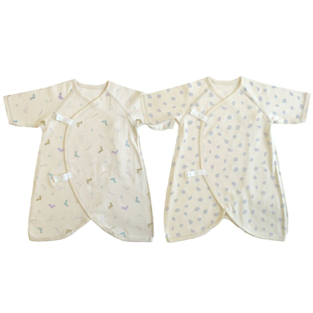 新生児コンビ肌着 2枚組 恐竜×ダルメシアン(パステルブルー×50-60m