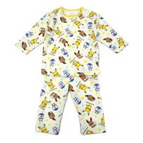 monpoke モンポケ 前開き長袖パジャマ 総柄 キルト 腹巻付き イエロー×90cm