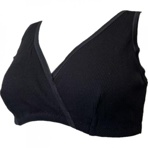 ハーフトップ リブ編み ２枚組 チャコール×L MU