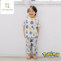 monpoke モンポケ 半袖パジャマ 総柄 腹巻付き イエロー&times;100cm