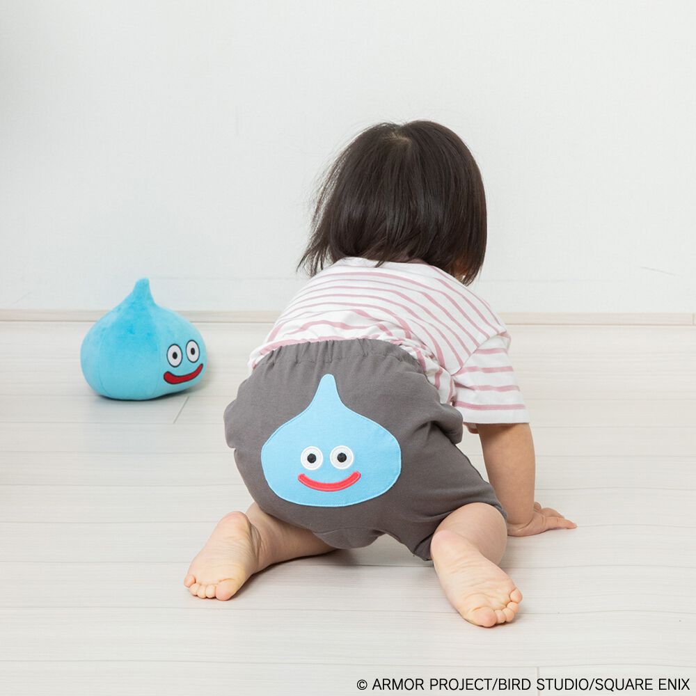 ドラクエベビー＆キッズ ハーフ丈モンキーパンツ スライム(グレー×90cm