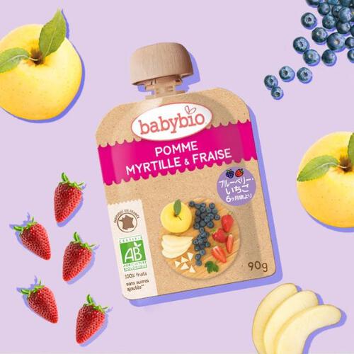 babybio ベビービオ ベビースムージー4種セット アップル・ラズベリー アップル・ブルーベリー・ストロベリー プルーン 洋なし・バナナ・きび【有機食材 ベビースムージー 離乳食 ベビーフード】【6カ月～】