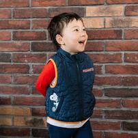 SNOOPY スヌーピー ベスト 中わたキルト ネイビー×95cm