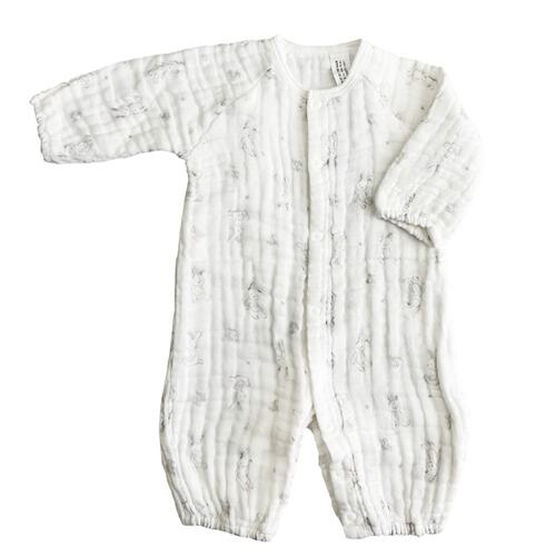 新生児2WAYドレス 多重ガーゼ ウサギ(ホワイト×50-70cm)  ベビーザらス限定