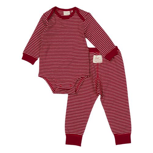 FirstCloset×mio 長袖ボディスーツ レギンス付き スムス レッド×70-80cm ベビーザらス限定