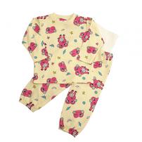 けけちゃま 長袖パジャマ 裏綿ダイヤキルト 総柄丸首 クリーム&times;110cm