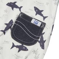 BUDDYLEE 半袖ボディスーツ ポケット付き サメ総柄 ホワイト&times;70cm