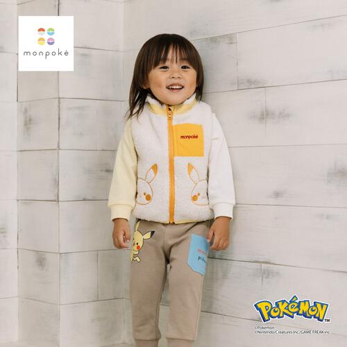 monpoke モンポケ ベスト ボア ピカチュウ ナチュラル×90cm