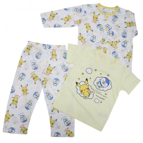 monpoke モンポケ 長袖前開きパジャマ＋半袖Ｔシャツセット イエロー&times;90cm ベビーザらス限定