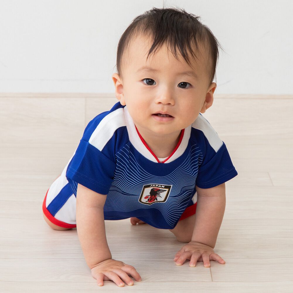 半袖ユニホームロンパース サッカー日本代表ver. メッシュ ブルー×80cm