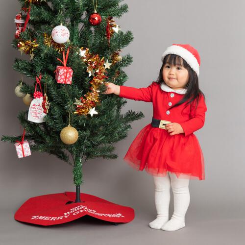クリスマスチュチュワンピース 女の子 キッズ 子供 サンタ サンタクロース 衣装 ドレス ベロア レッド&times;80cm ベビーザらス限定