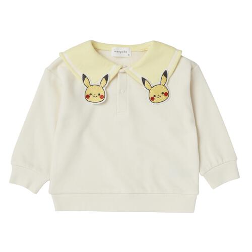 monpoke モンポケ トレーナー 衿付き ピカチュウ ナチュラル&times;110cm