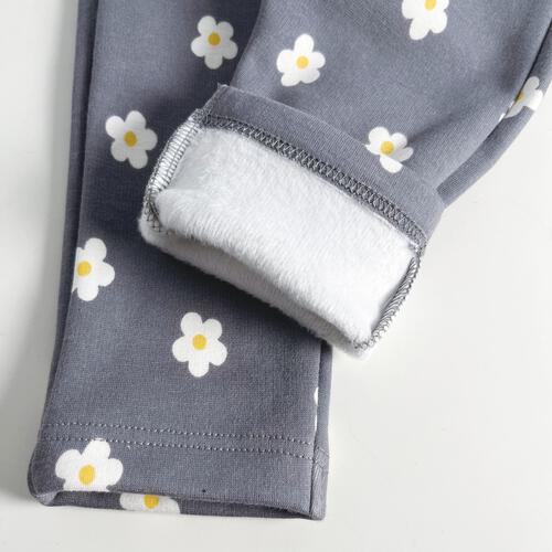 COJIKA 10分丈デイリーパンツ 裏シャギー デイジー柄 グレー×90cm ベビーザらス限定