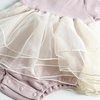 半袖ロンパース ワッフル レース付き ピンク&times;70cm