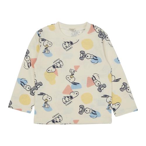 SNOOPY スヌーピー 長袖Tシャツ 天竺 総柄 ナチュラル×90cm ベビーザらス限定