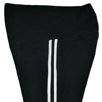 マタニティパンツ レギンス ストレッチテレコ 脇ライン ブラック×M