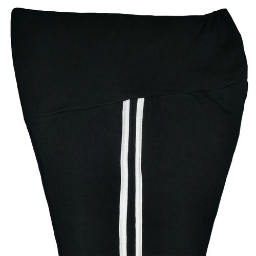 マタニティパンツ レギンス ストレッチテレコ 脇ライン ブラック×M