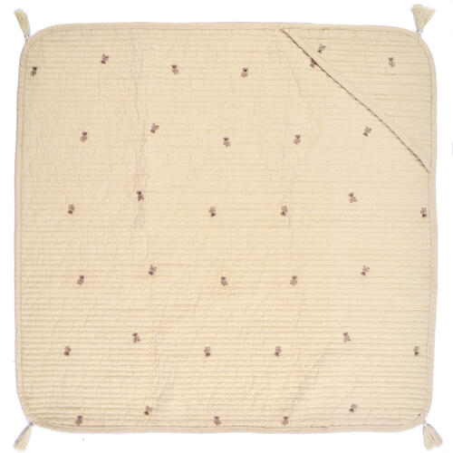 イブルおくるみ ストライプキルト クマ刺繍(ベージュ) ベビーザらス限定