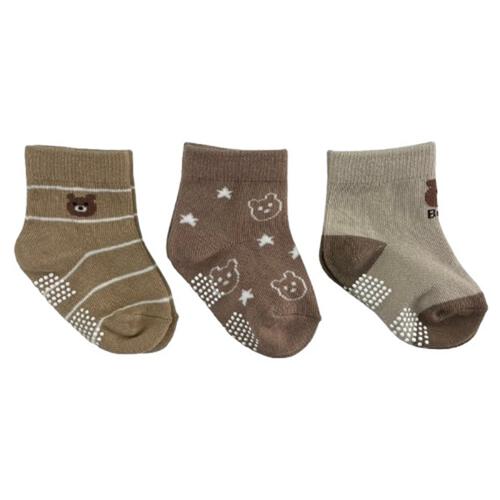 3Pクマ柄ロークルーソックス 9-15cm