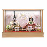【雛人形】ケース飾り 親王飾り「雪輪桜刺繍木目調」(322353)ひな人形 ひな祭り お雛様 彩シリーズ おしゃれ トイザらス・ベビーザらス限定【メーカー直送】