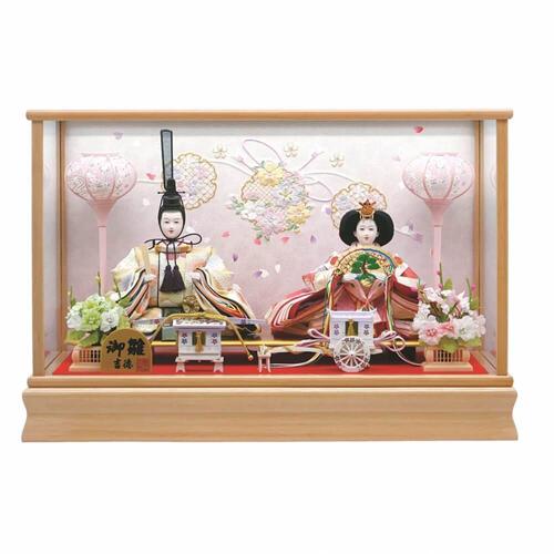 【雛人形】ケース飾り 親王飾り「雪輪桜刺繍木目調」(322353)ひな人形 ひな祭り お雛様 彩シリーズ おしゃれ トイザらス・ベビーザらス限定【メーカー直送】