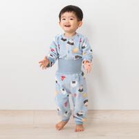 長袖腹巻パジャマ フリース おにぎり柄 ブルー×90cm