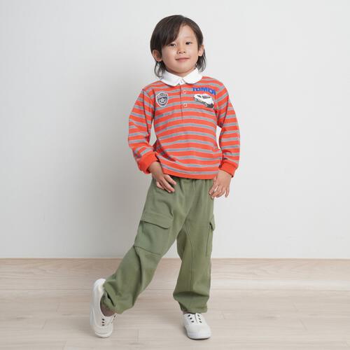 【TOMICA kie_158さんプロデュース】TOMICA トミカ 衿付き ボーダーＴシャツ レッド×90cm