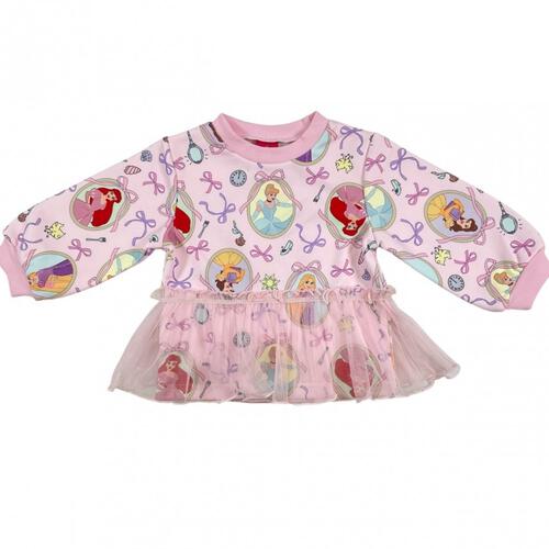 【Sophitica × tsumashi1118さん】Disney プリンセス 裏毛トレーナー 総柄 ピンク×110cm ベビーザらス限定