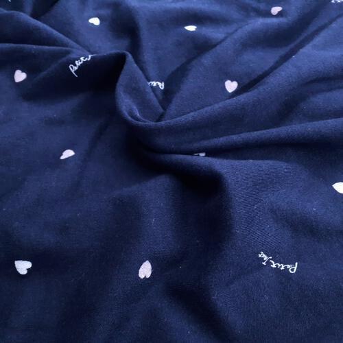 Petit jouet for maternity  プティジョエット 長袖テーラーパジャマ 腹巻レギンス スムース ハート柄(ネイビー×L-LL)