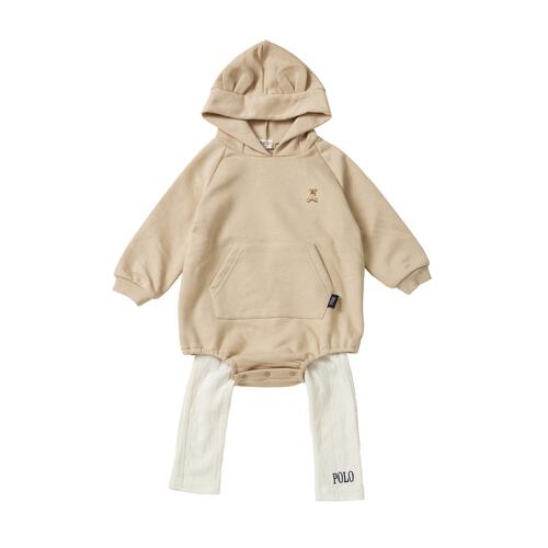 POLO BCS レギンス付フードロンパース ベージュ×70cm ベビーザらス限定