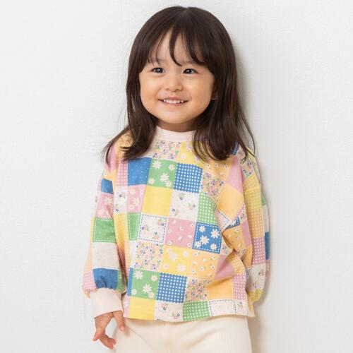 COJIKA ストレッチデイリートレーナー ミニ裏毛 パッチワーク ナチュラル×90cm ベビーザらス限定