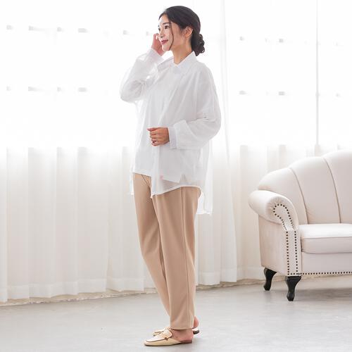 らくちんタックパンツ ベージュ M-L