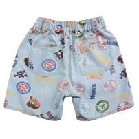 MLB 総柄 デニムハーフパンツ サックス&times;90cm ベビーザらス限定