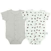 2枚組半袖前開きロンパース肌着 ワッフル おにぎり グレー&times;80cm ベビーザらス限定