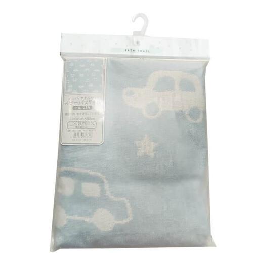 正方形湯上りタオル 総柄 車柄(ブルー×フリー) ベビーザらス限定