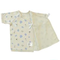 新生児肌着 5枚組 牛&times;格子(パステルブルー&times;50-60ｍ)