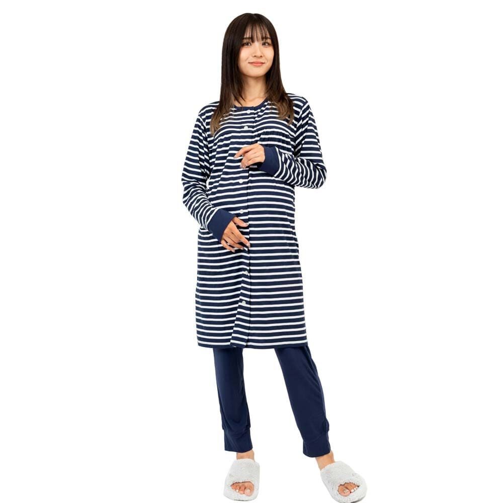 ふんわりやわらからくちんパジャマ(ネイビー×M-L) | マタニティ