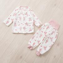 長袖腹巻パジャマ フリース ウサギ柄 ピンク×90cm