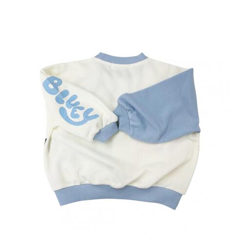 ブルーイ 裏毛袖カラートレーナー サックス&times;90cm