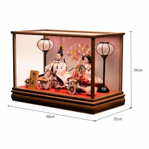 【雛人形】ケース飾り 親王飾り「桜扇木目アクリル」 (322589)ひな人形 ひな祭り お雛様 コンパクト おしゃれ 収納飾り【メーカー直送】