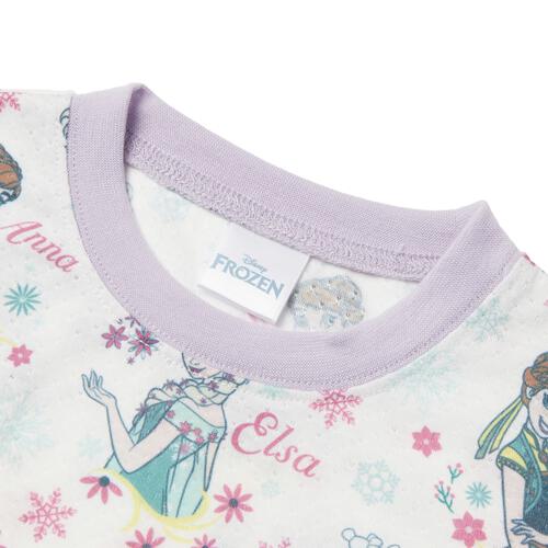 Disney ディズニー 半袖パジャマ アナと雪の女王 総柄 腹巻付き パープル&times;100cm