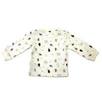 【ベビー×ペットコレクション】長袖Tシャツ ワッフル 猫総柄 ナチュラル×90cm