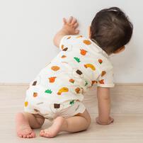 半袖ロンパース メッシュ天竺 お弁当柄 ナチュラル&times;80cm