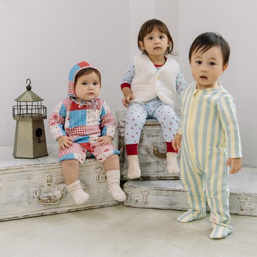 【FirstCloset×mioさん】 長袖ファスナーオール 足付き 裏毛 イエロー×80cm ベビーザらス限定