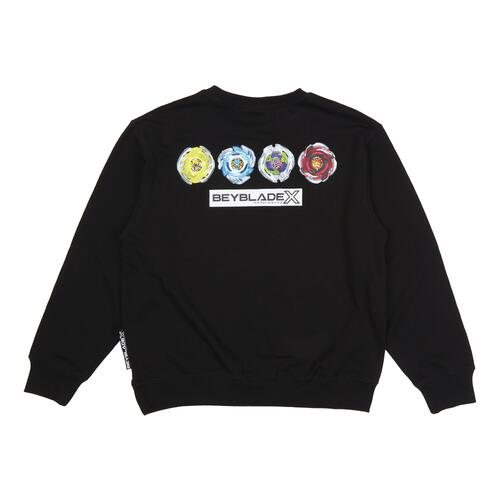 BEYBLADE X 長袖トレーナー 前後シールプリント ベイブレード エックス ブラック&times;140cm ベビーザらス限定