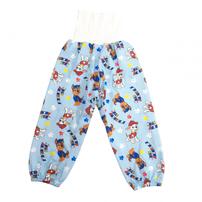 パウパトロール 長袖パジャマ 裏綿ダイヤキルト 総柄丸首 ブルー×110cm