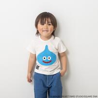 ドラクエベビー＆キッズ 半袖Tシャツ サガラ刺繍 スライム ホワイト&times;100cm